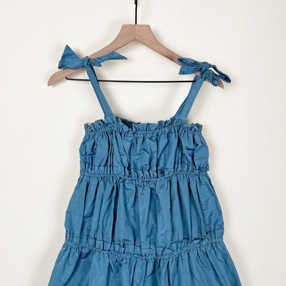 New Zara Taffeta Midi Maxi Dress Tiered Tie Straps Ruffle Romantic Wedding Guest - Picture 8 of 14